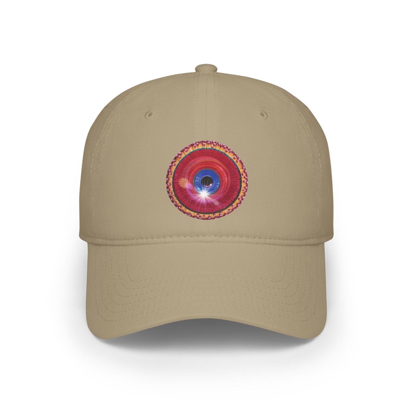 Lumpy Donut Baseball Cap - "Solitary Flour Donut Cap" - vivid red donut w/