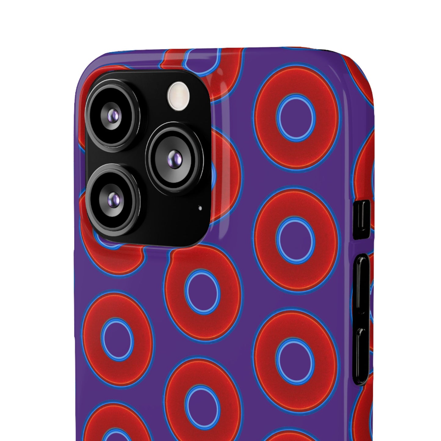 Lumpy Donut Snap Case - red vivid donut print w/dark purple background