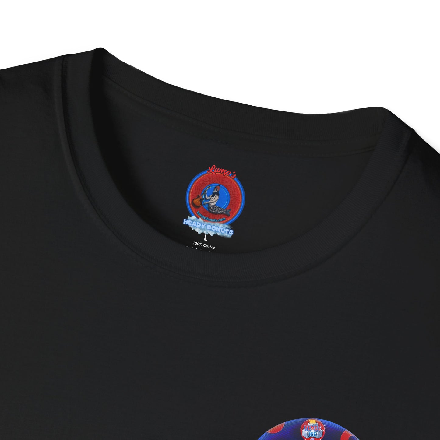 Classic Donut Tee - Unisex Soft-Style - "Blow this Popsicle Stand" - blue/red paradox bomb pop donut - variant 2