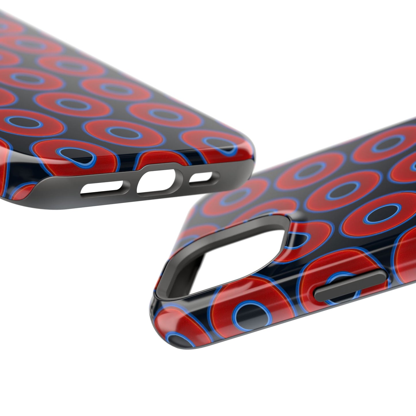 Magnetic Tough Donut Case - red vivid donut print w/blue charcoal background