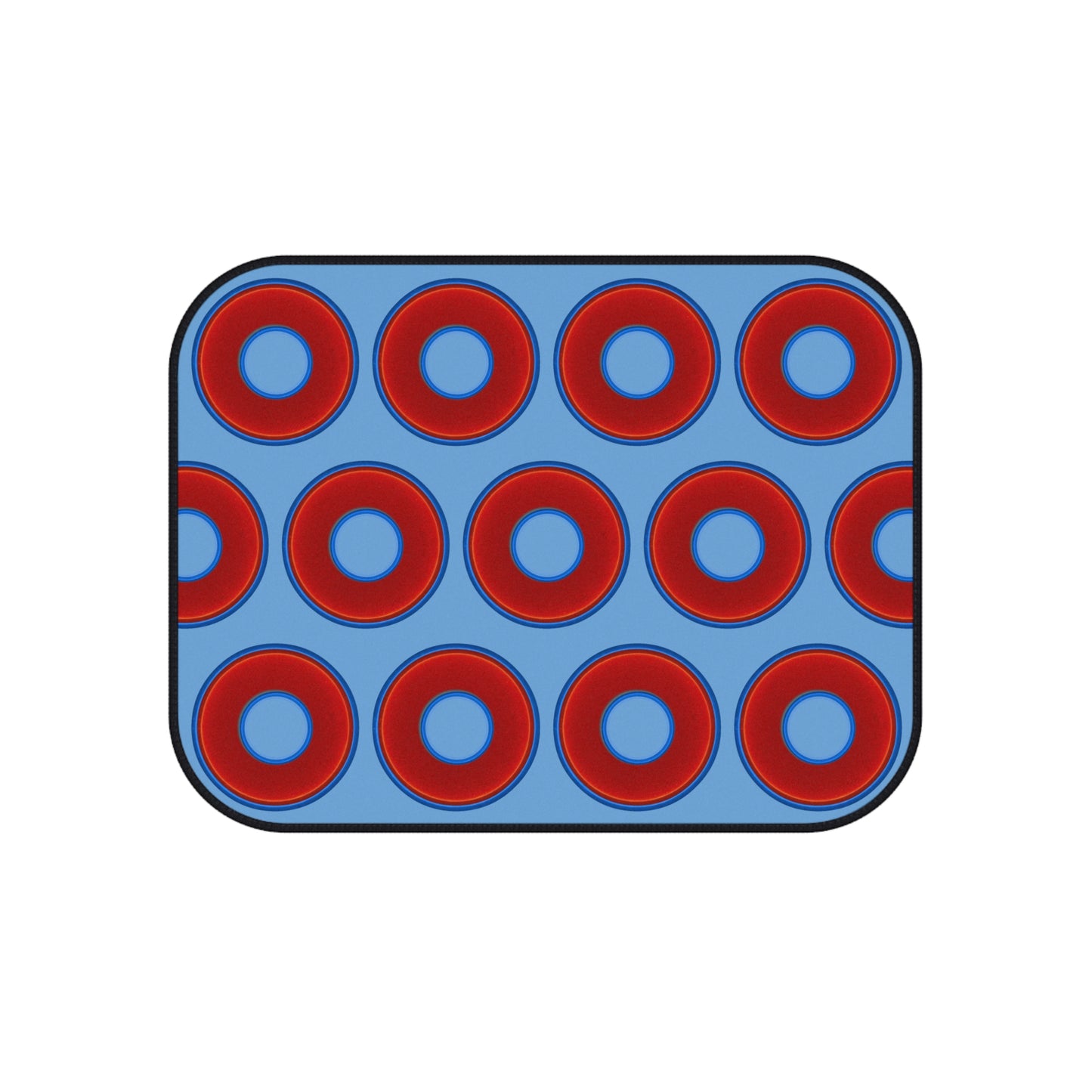 Contacted Car Mats - vivid donut print w/light blue background