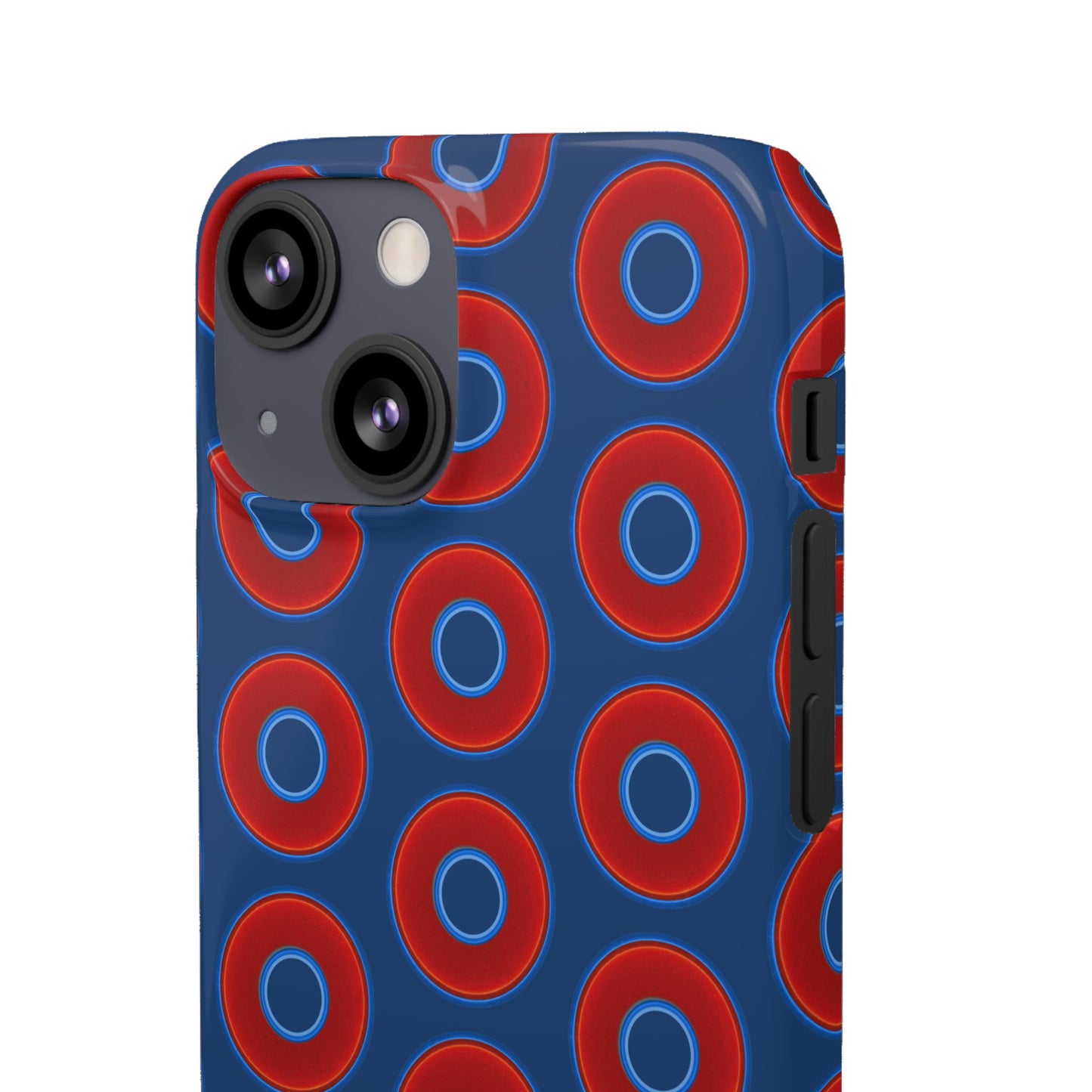 Lumpy Donut Snap Case - red vivid donut print w/Atlantic navy blue background