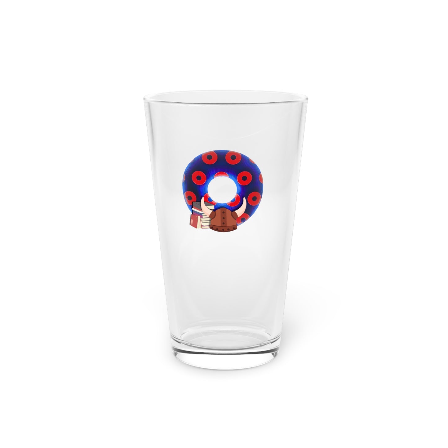 16oz Lumpy Pint Glass - "Vlad's Fuego Pint" - rustic red/blue donut