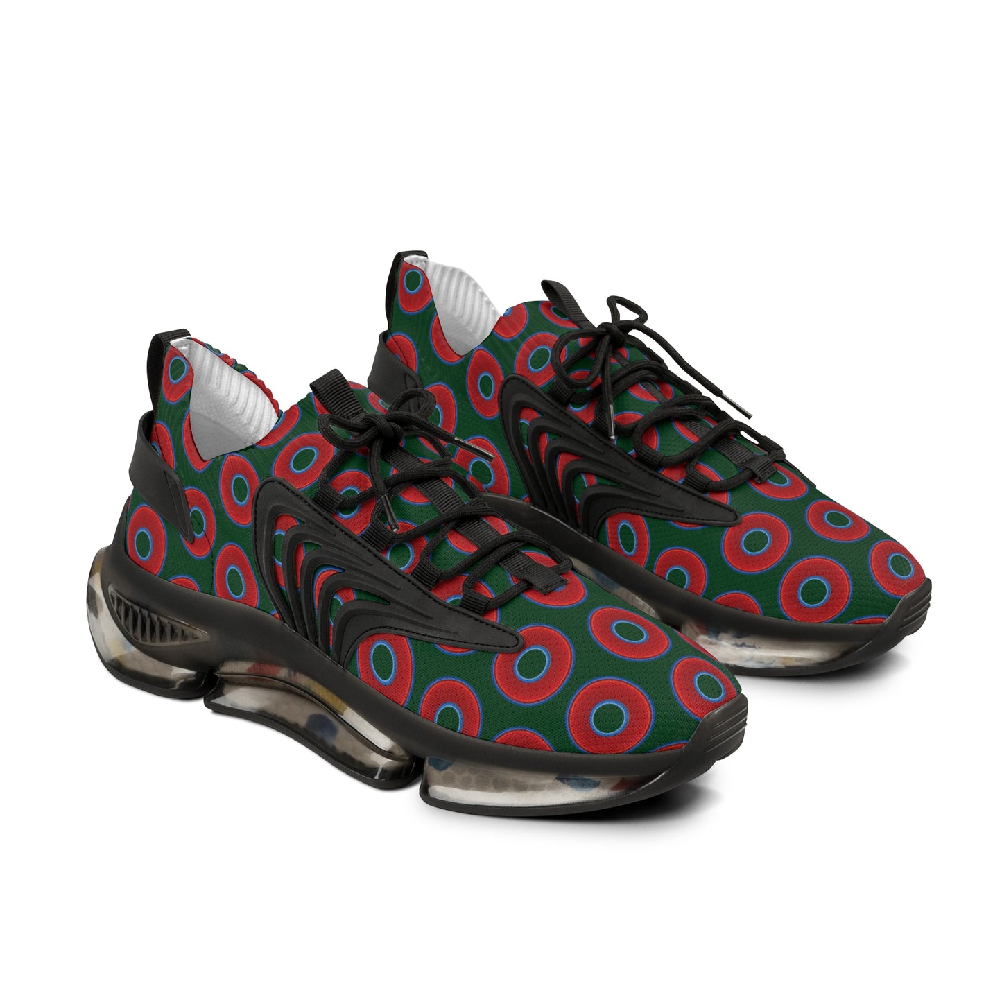 Donut Kicks - red vivid donut print w/deep pond green background