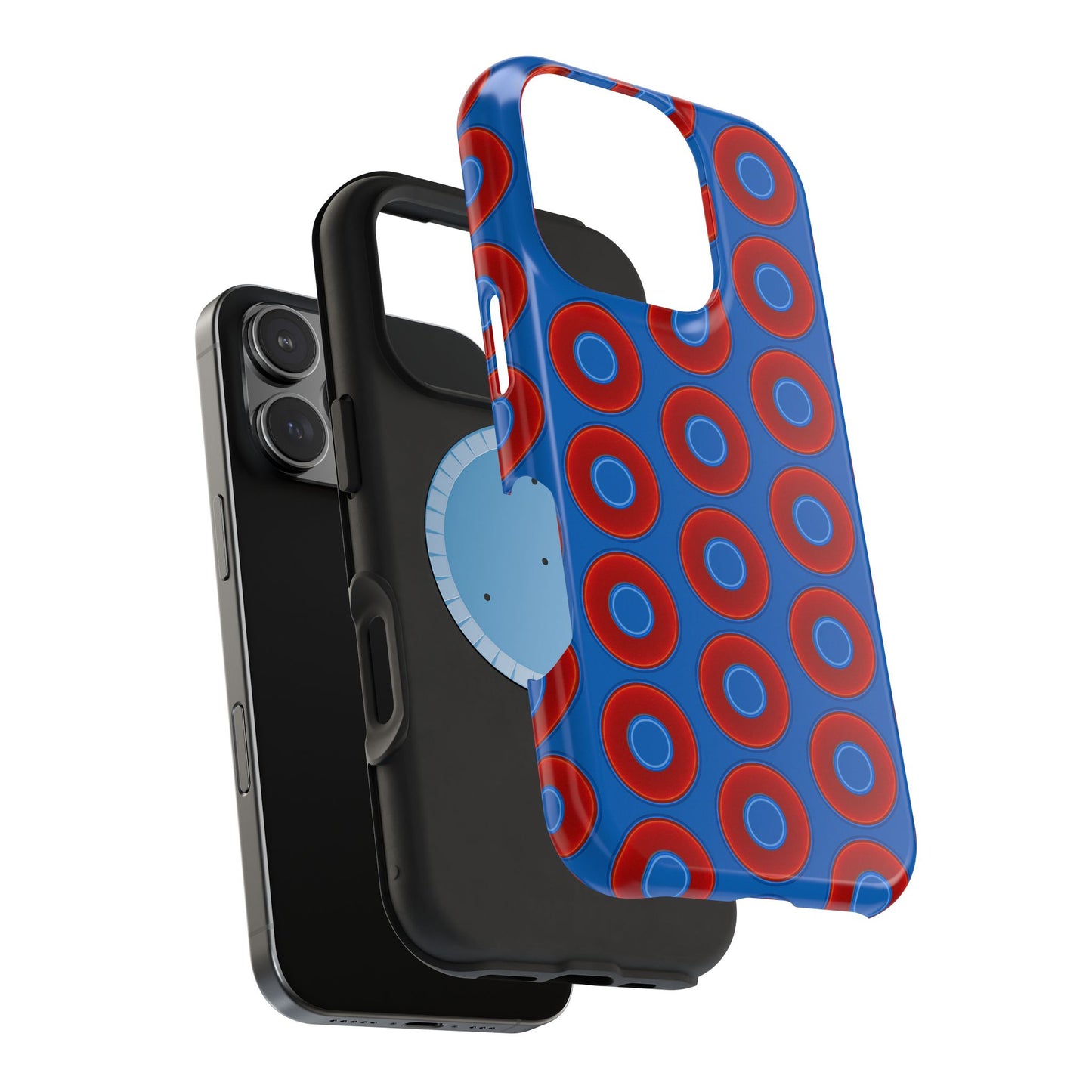 Magnetic Tough Donut Case - red vivid donut print w/dark royal blue background