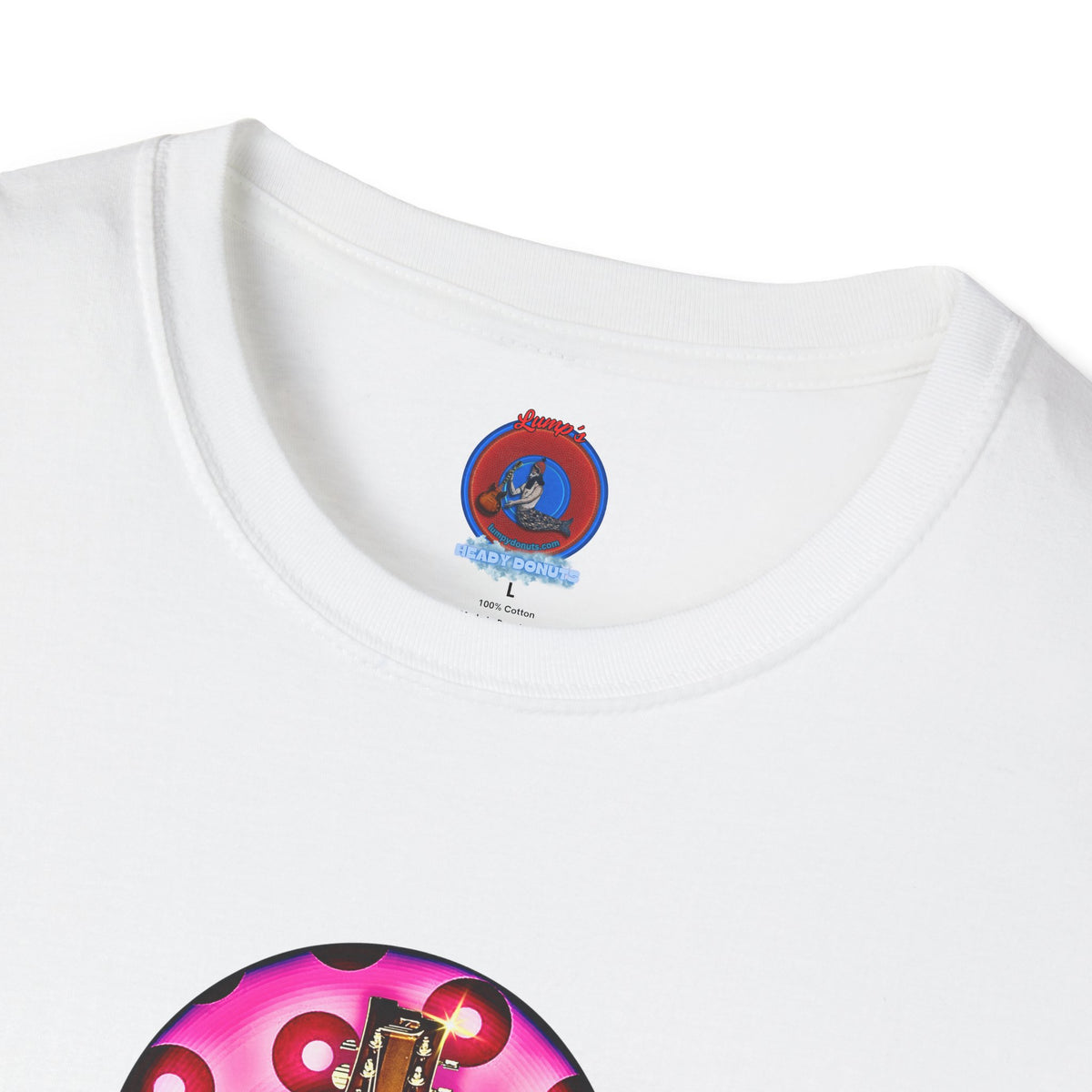 Classic Donut Tee - Unisex Soft-Style - "Would You Be My Donut?" - paradoxical bubblegum pink/red donut - variant 2
