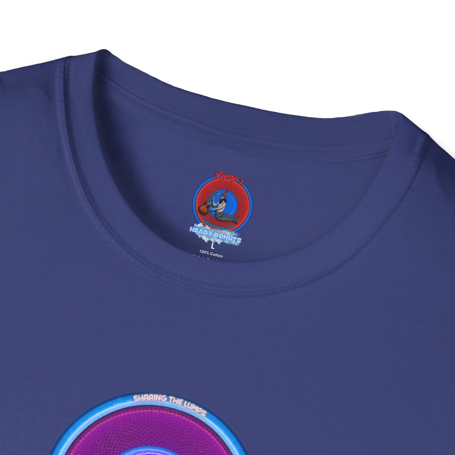 Classic Donut Tee - Unisex Soft-Style - "Lumpy Collective Donut" - rustic purple/light blue lumpy donut - variant 2