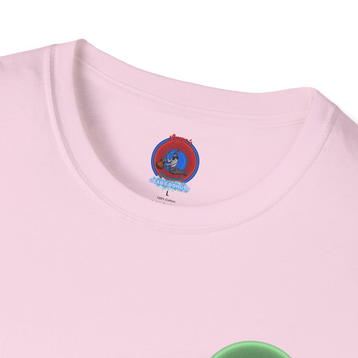 Classic Donut Tee - Unisex Soft-Style - "Swimming By" - variant 1 - series 1.0 - florescent green donut