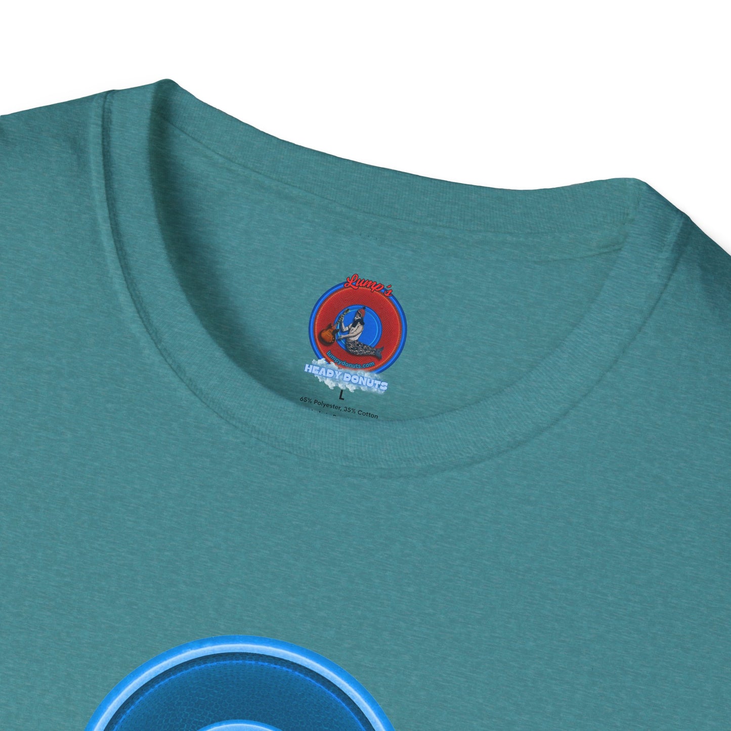 Classic Donut Tee - Unisex Soft-Style - "The Story of the Donut - a Ghostly Good Time" - variant 2 - blue/light blue rustic donut