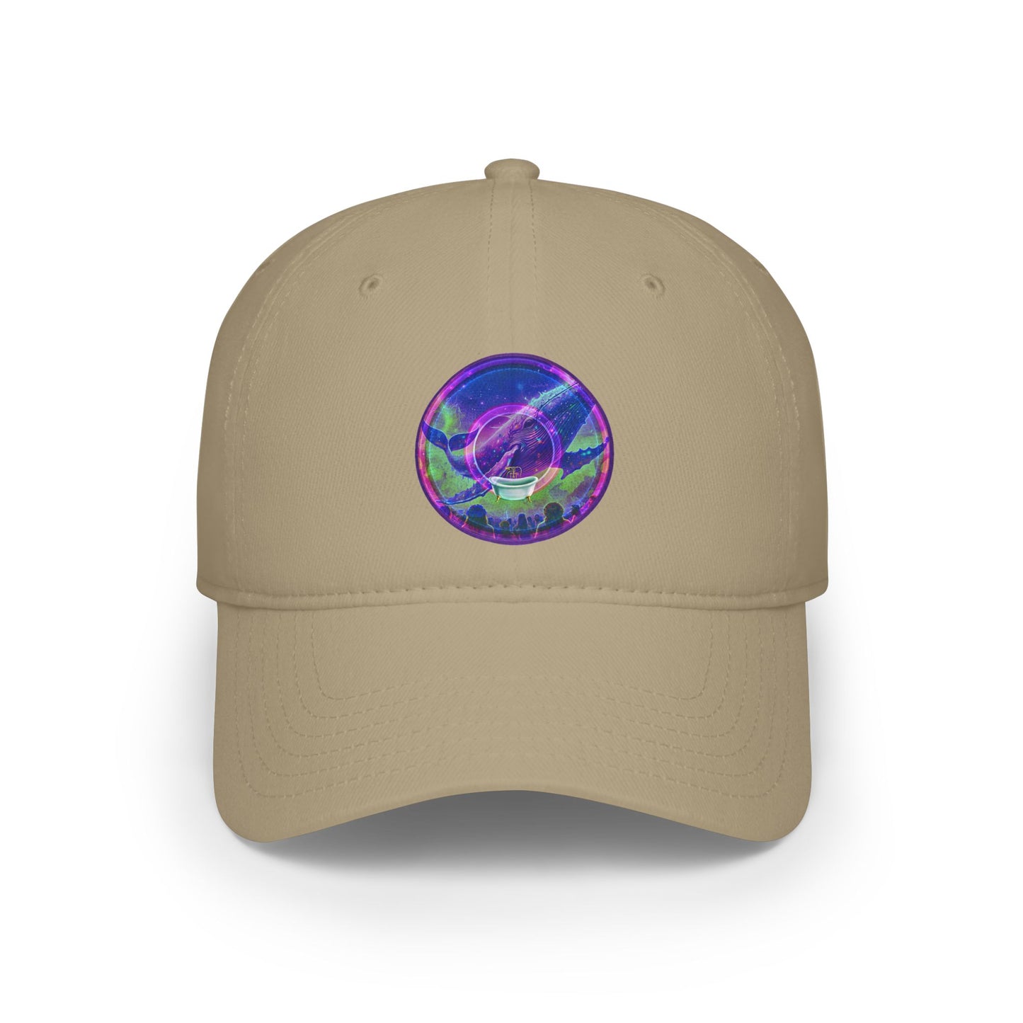 Lumpy Donut Baseball Cap - "Whale of a Good Donut Cap" - variant 2 - purple/green pic donut w/