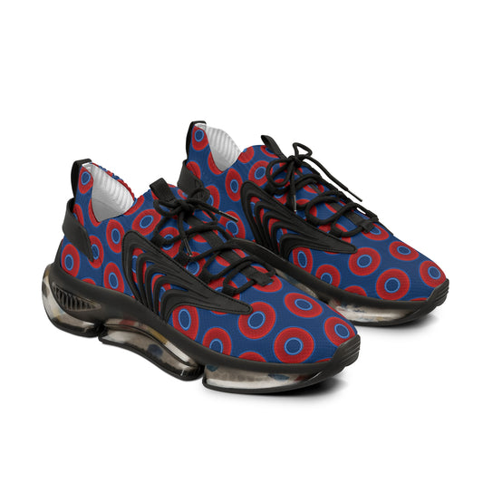 Donut Kicks - red vivid donut print w/Atlantic navy blue background