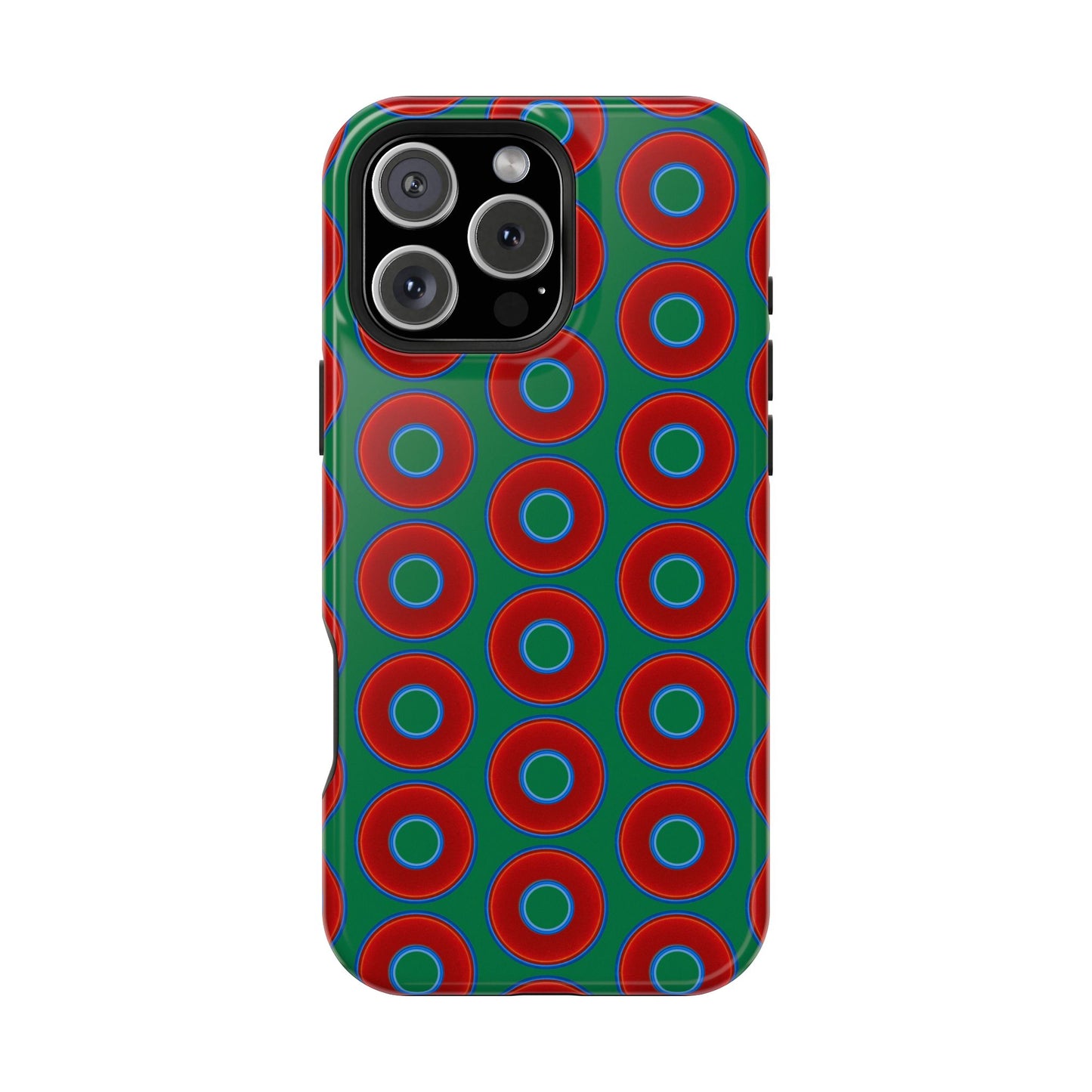 Magnetic Tough Donut Case - red vivid donut print w/green background