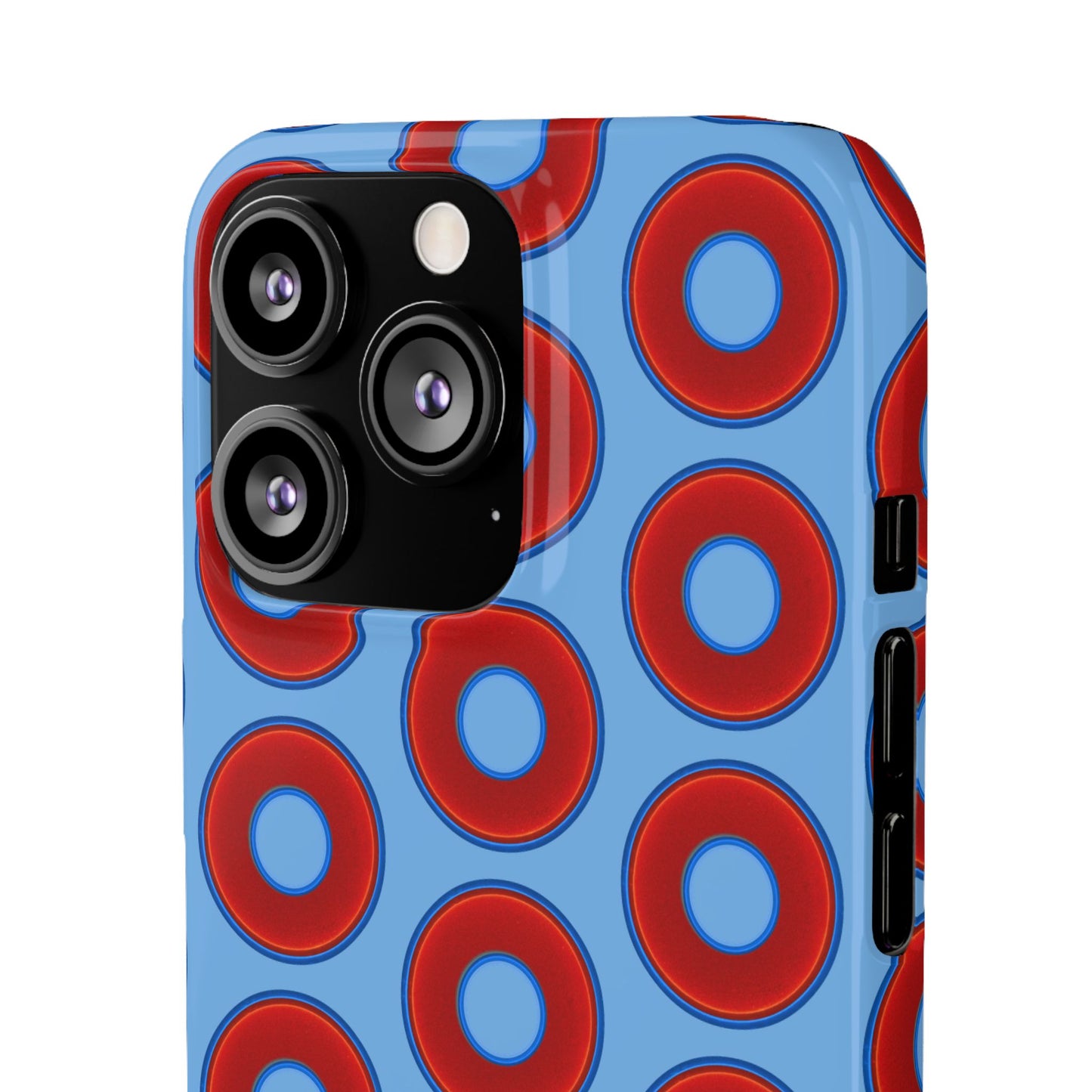 Lumpy Donut Snap Case - red vivid donut print w/light blue background