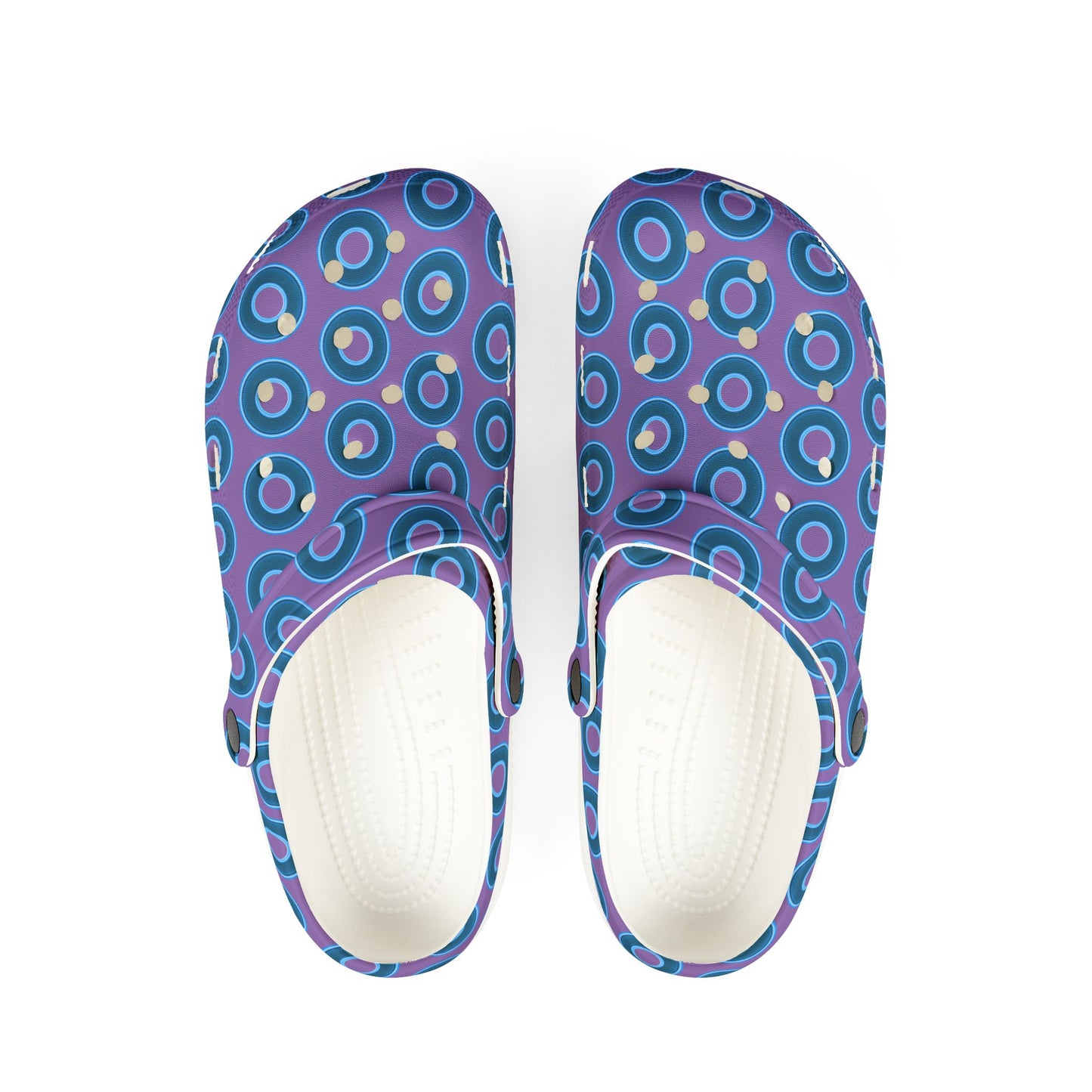 Spatchcocks - donut slip-on shoes - blue rustic donuts w/light purple background [unisex]