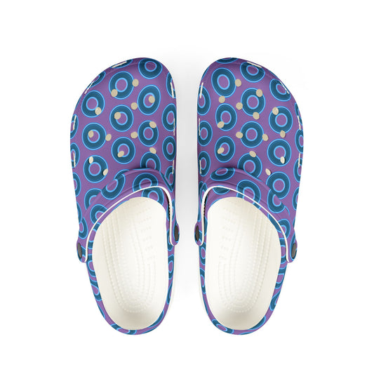 Spatchcocks - donut slip-on shoes - blue rustic donuts w/light purple background [unisex]