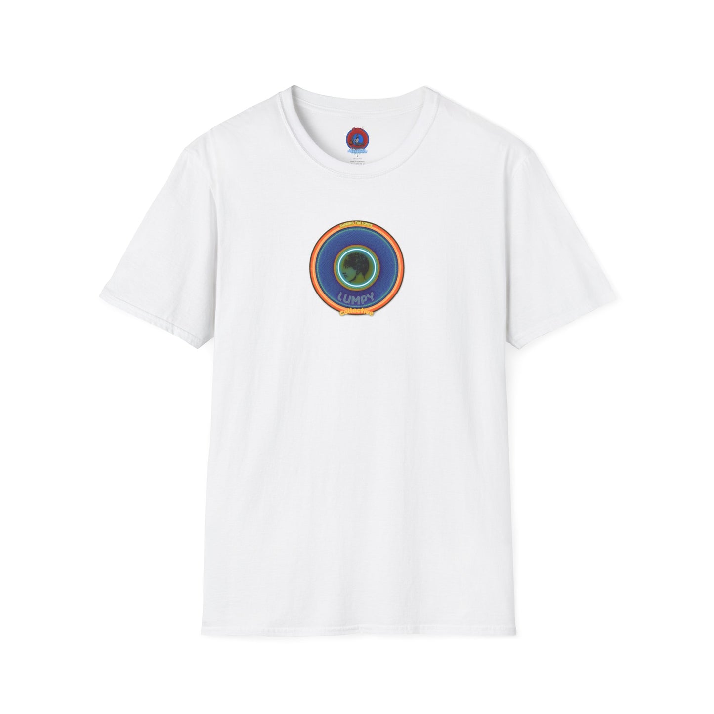 Classic Donut Tee - Unisex Soft-Style - "Lumpy Collective Donut" - blue/orange lumpy donut - variant 4