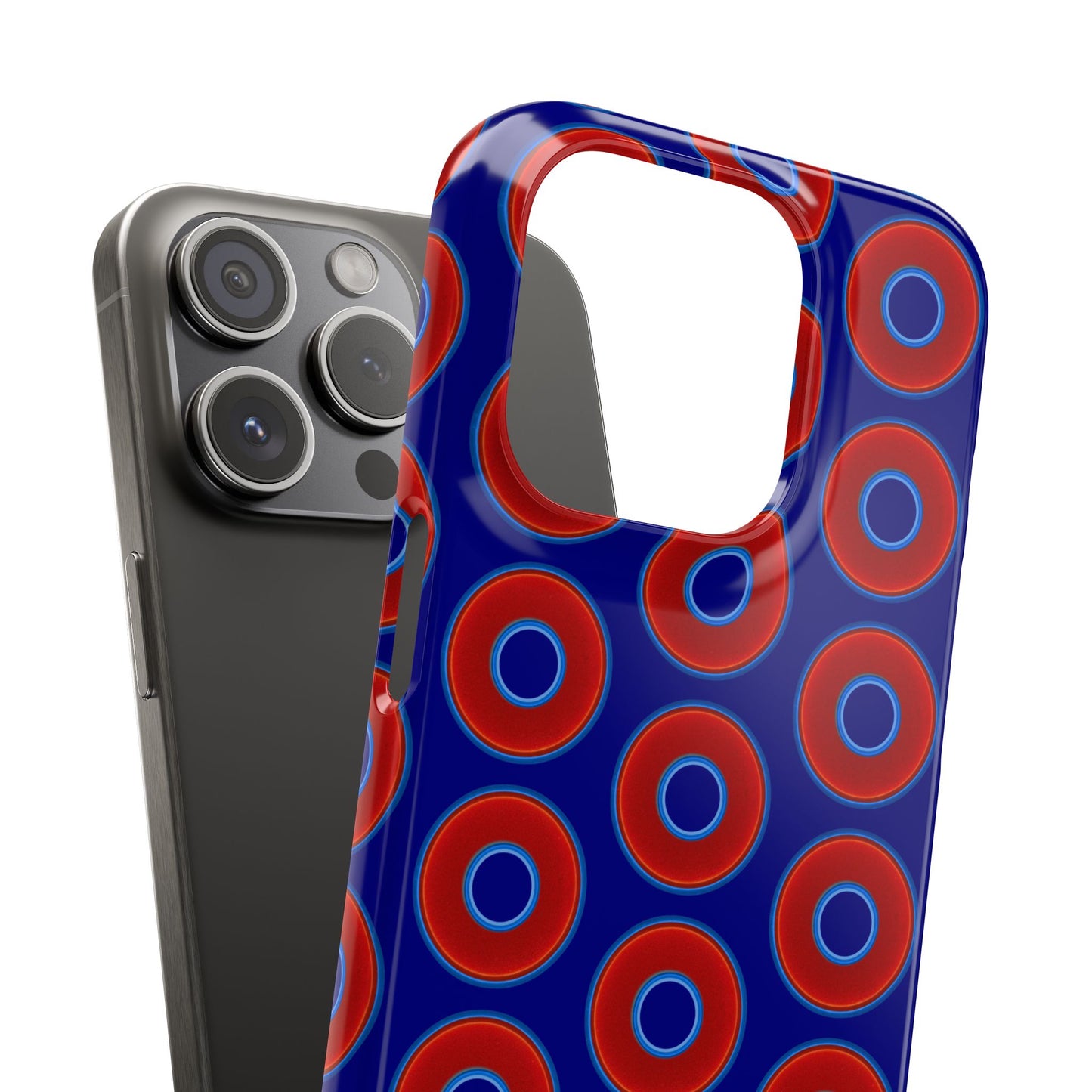 Lumpy Donut Snap Case - red vivid donut print w/vivid navy blue background