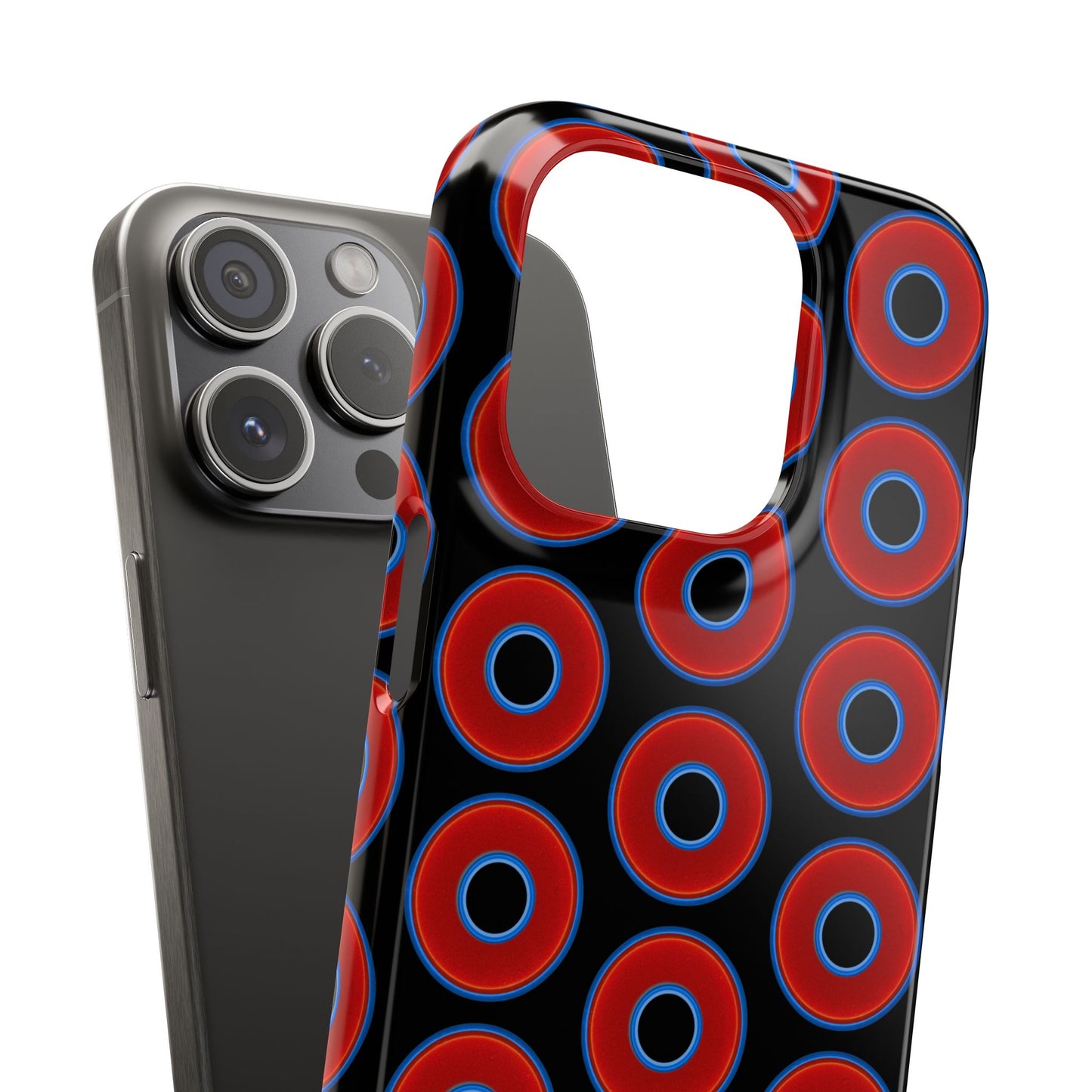 Lumpy Donut Snap Case - red vivid donut print w/black background
