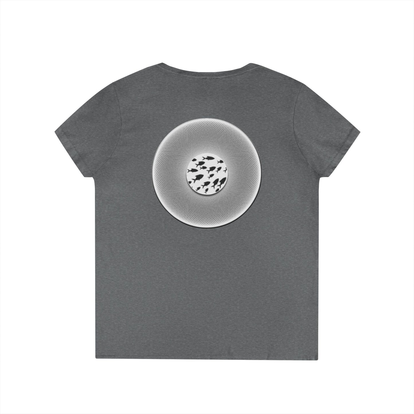 Women's Donut V-Neck Tee - "If I'm Swimming By" - variant 1 - white/black phatty donut w/