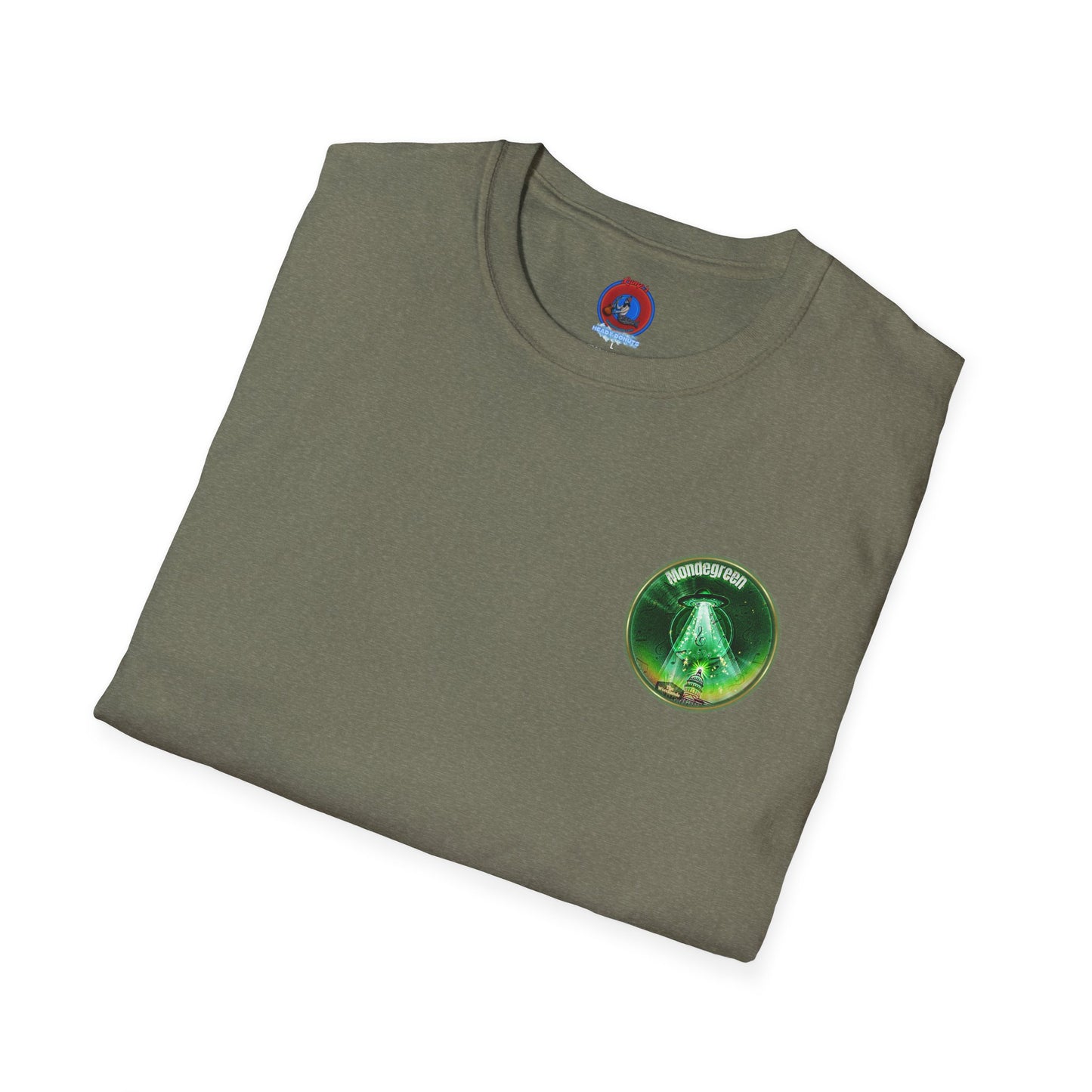 Classic Donut Tee - Unisex Soft-Style - "Close Encounters of the Delaware kind - Mondegreen Donut"  " variant 2 - green donut