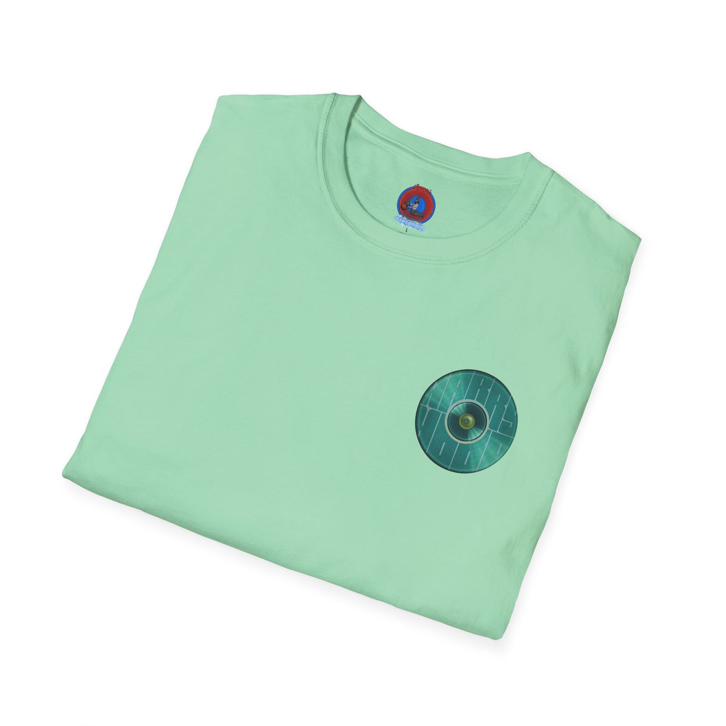 Classic Donut Tee - Unisex Soft-Style - "Harry's Hoodlum Donut" - series 1.0  - variant 3 - green donut(s)
