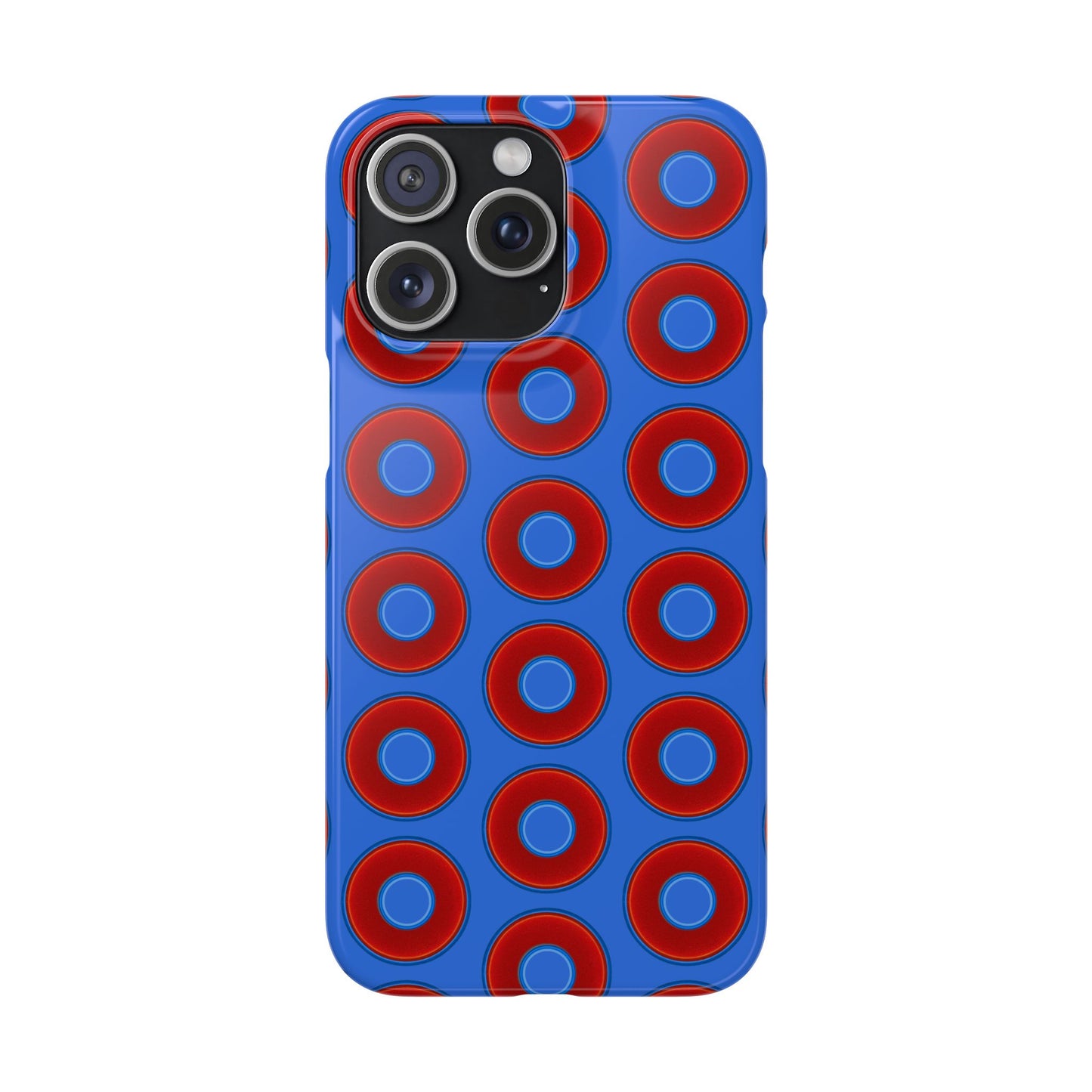 Lumpy Donut Snap Case - red vivid donut print w/medium royal blue background