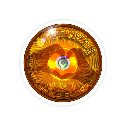 Donut Bumper/Outdoor Sticker - "Phunday Donut" - series 1.0 - variant 2 - golden donut [Die-Cut] 6"x 6"