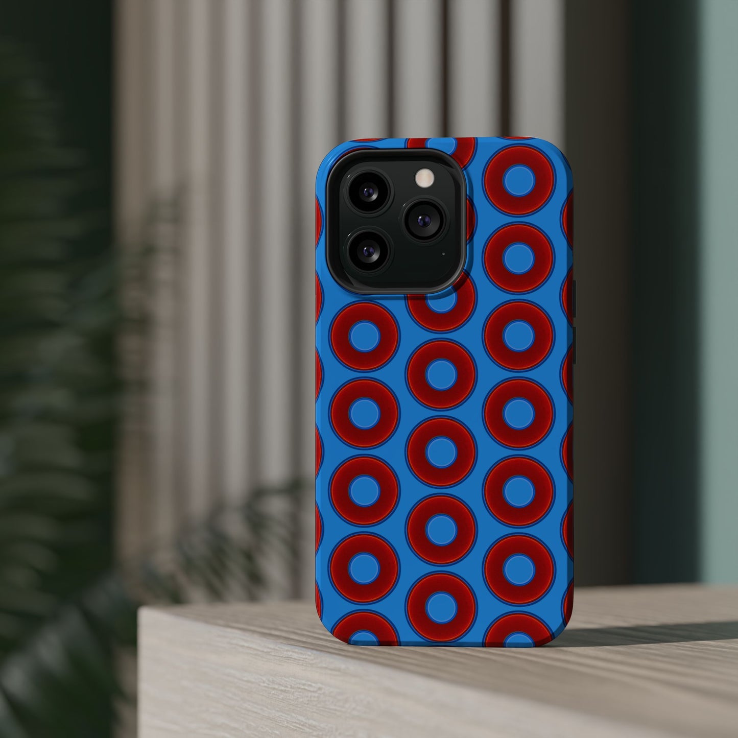 Magnetic Tough Donut Case - red vivid donut print w/sky royal blue background
