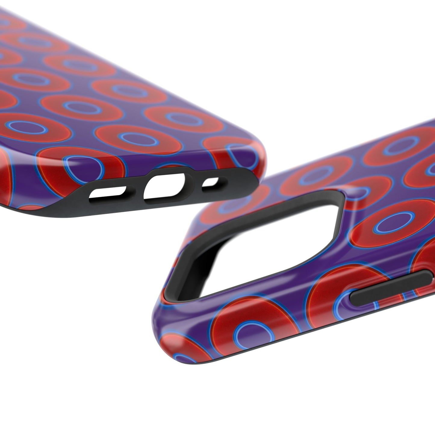 Magnetic Tough Donut Case - red vivid donut print w/purple background