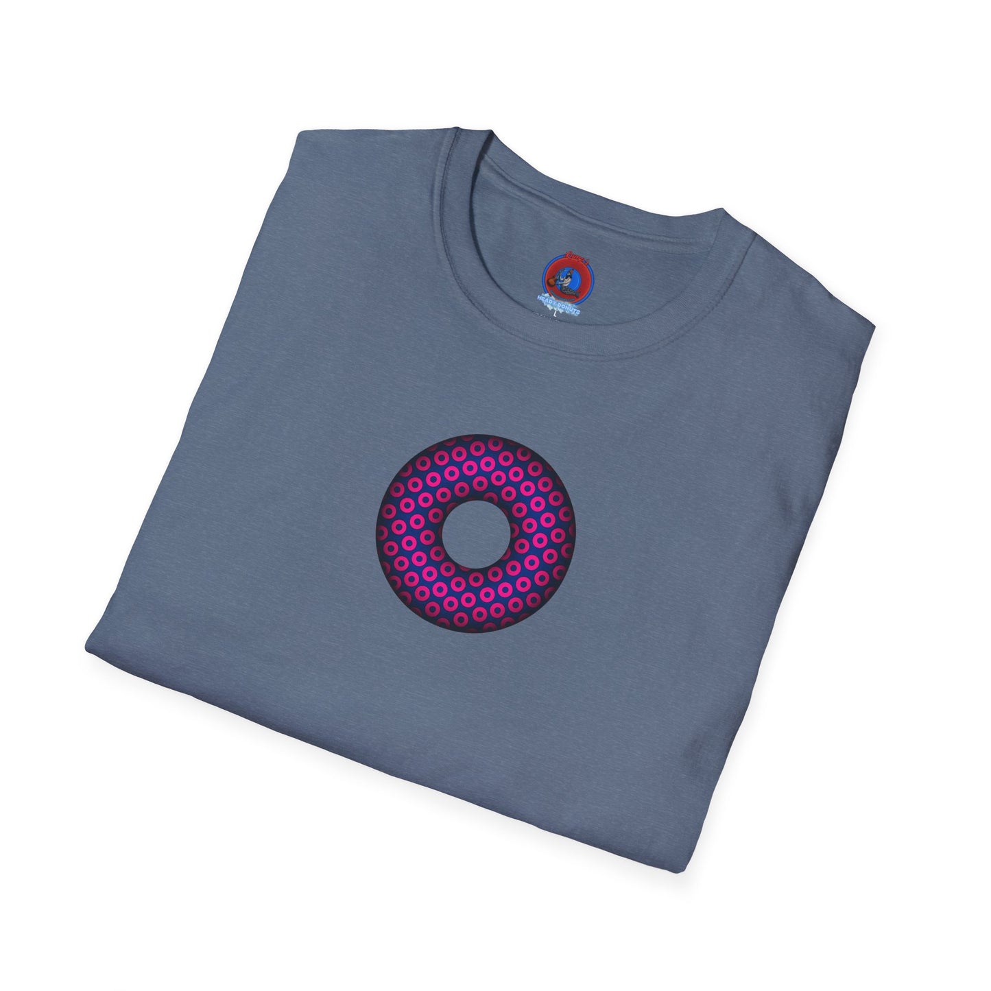 Plain Donuts/Unisex Soft-Style - "Plain Paradoxical Grided Donuts" - light magenta/dark blue donuts