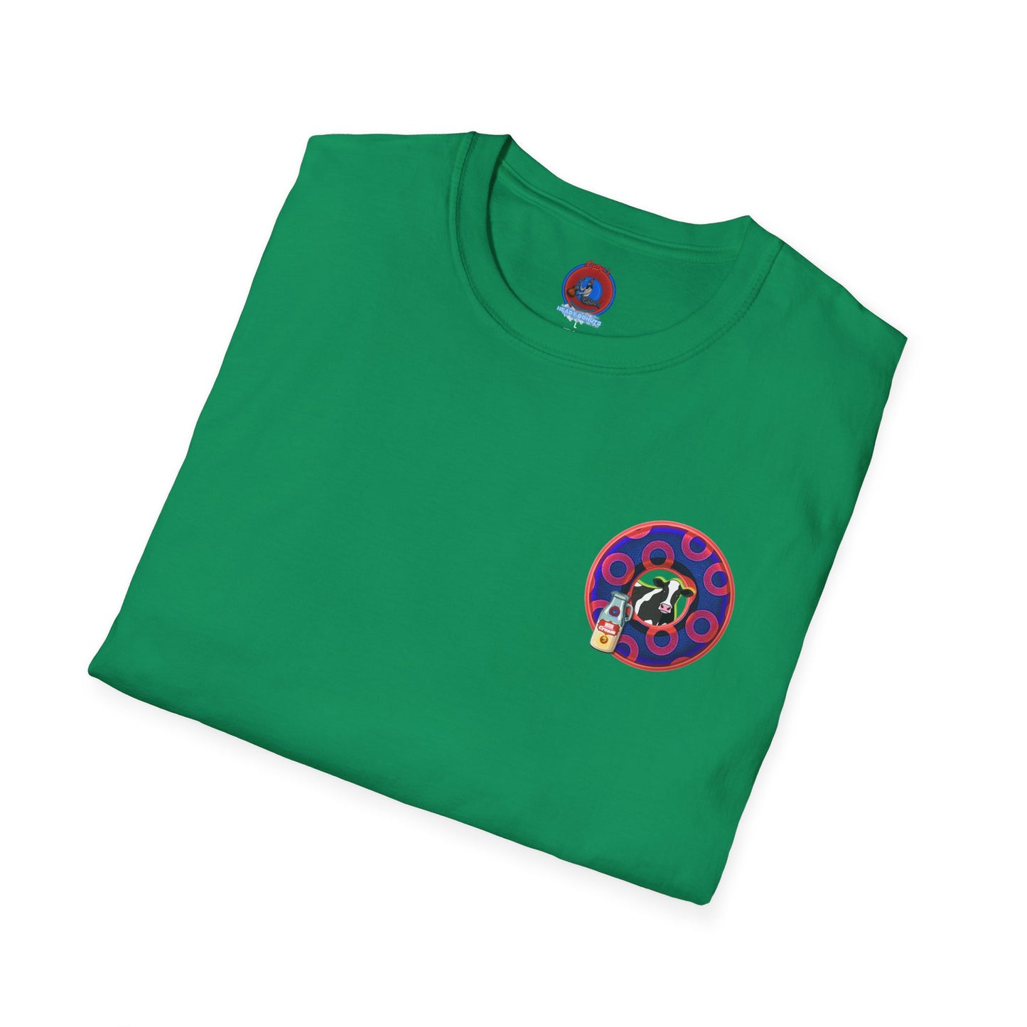 Classic Donut Tee - Unisex Soft-Style - "Beefy Wooked Cream - YEMSG Donut" - electric blue/red rustic paradox donut