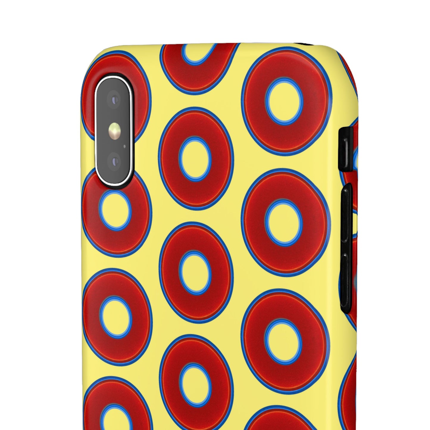 Lumpy Donut Snap Case - red vivid donut print w/yellow background