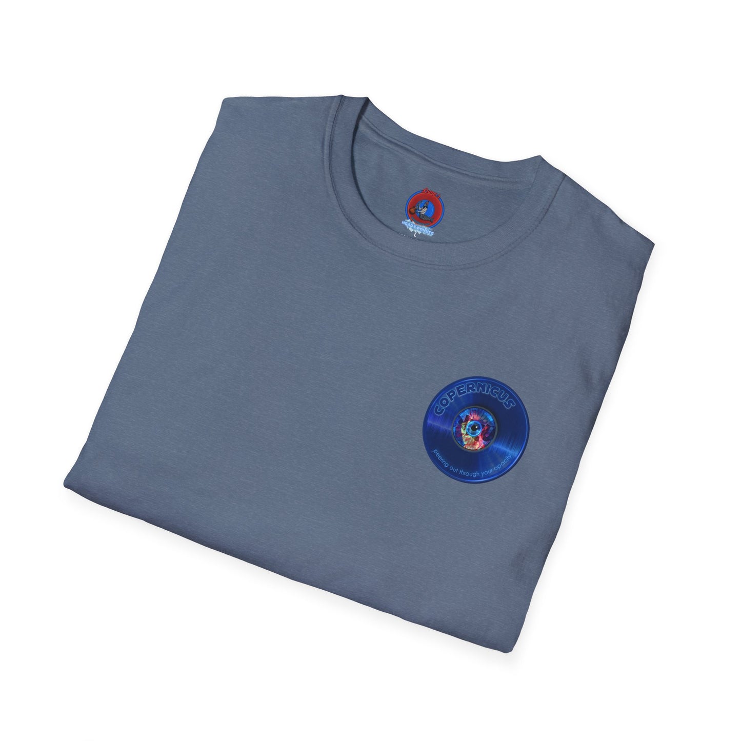 Classic Donut Tee - Unisex Soft-Style - "Drunken Copernicus" - series 1.0 - blue donut - variant 2