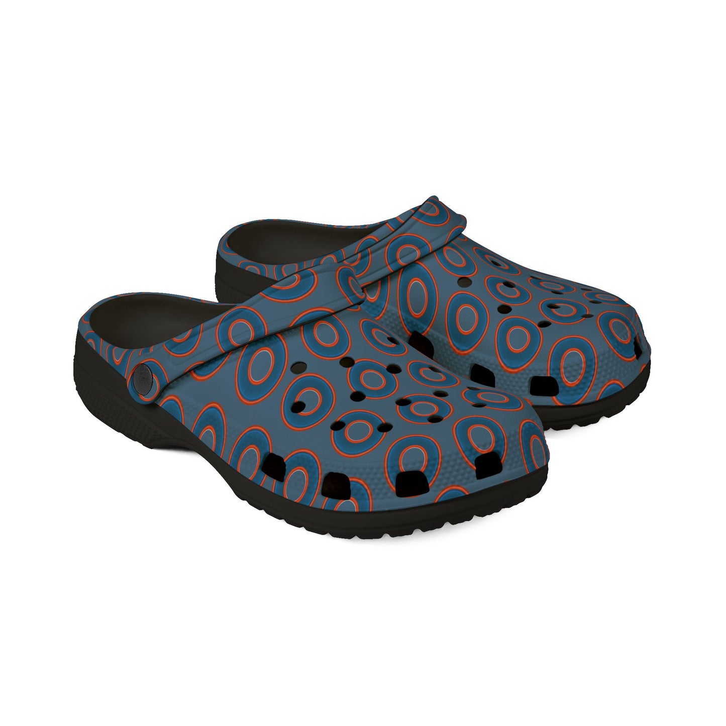 Spatchcocks - donut slip-on shoes - blue rustic donuts w/metallic blue background [unisex]