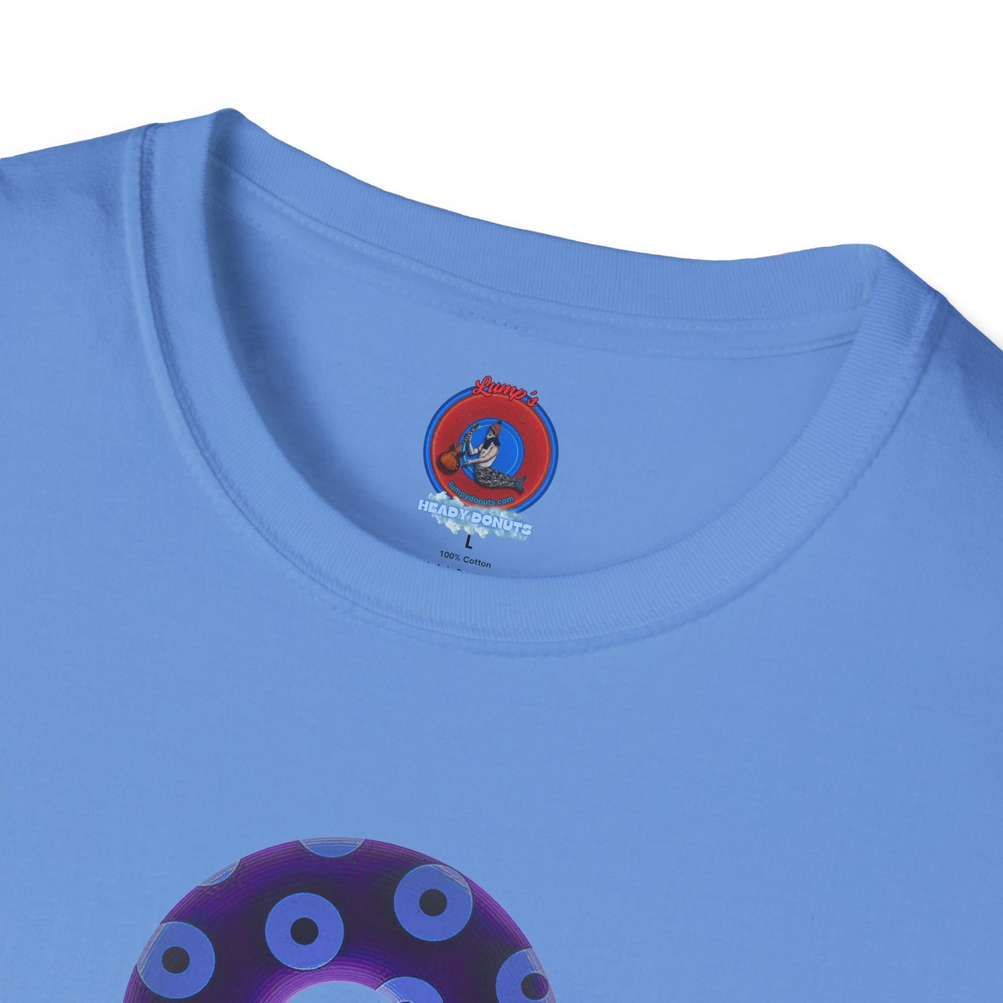 Plain Donuts/Unisex Soft-Style - "Plain Blimpy Paradoxical Donuts" - dark purple/Carolina blue donuts