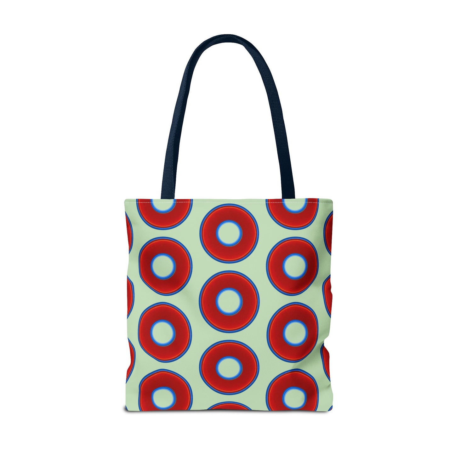 Lumpy Beach/Tote Bag - red vivid donuts w/seafoam background