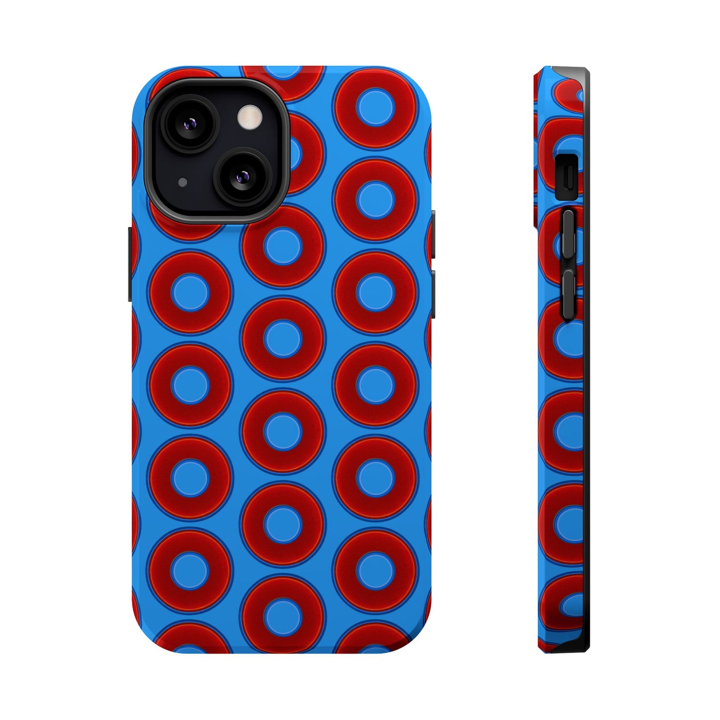 Magnetic Tough Donut Case - red vivid donut print w/sky royal blue background