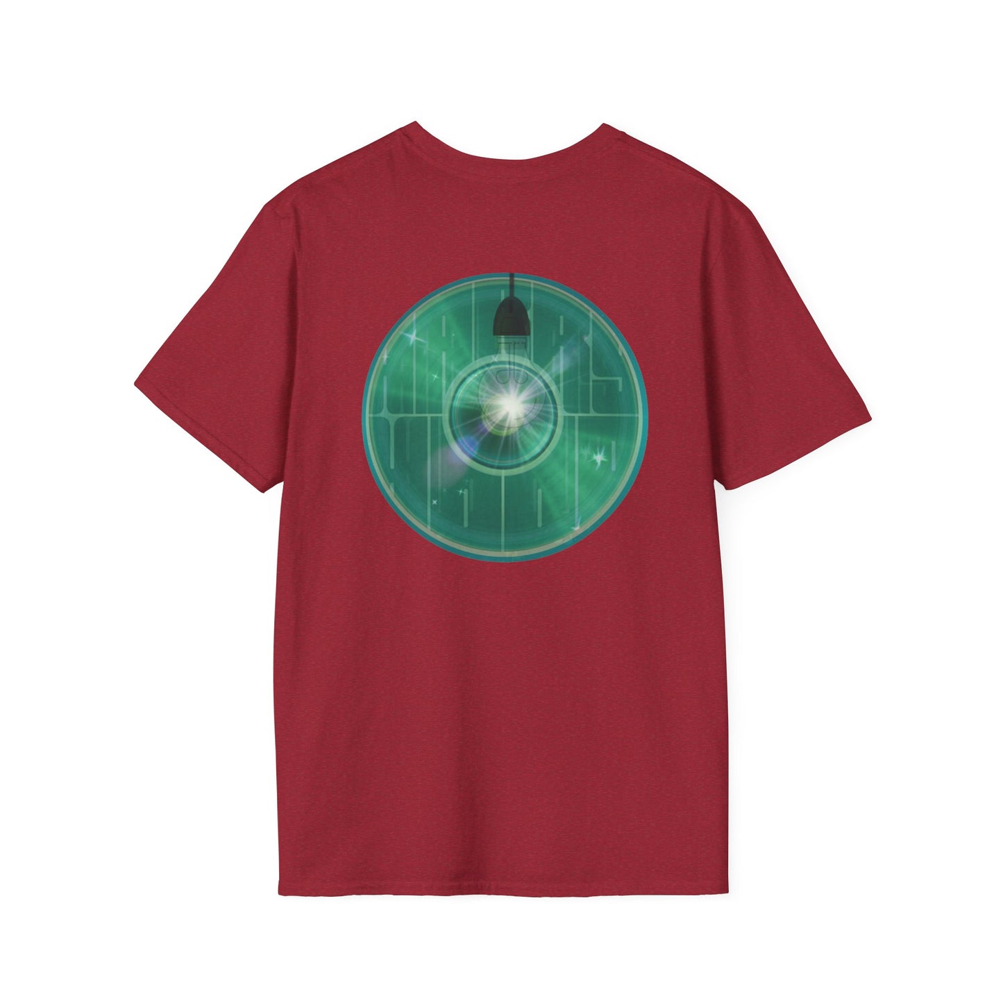 Classic Donut Tee - Unisex Soft-Style - "Harry's Hoodlum Donut" - series 1.0  - variant 4 - lights on/green donut(s)
