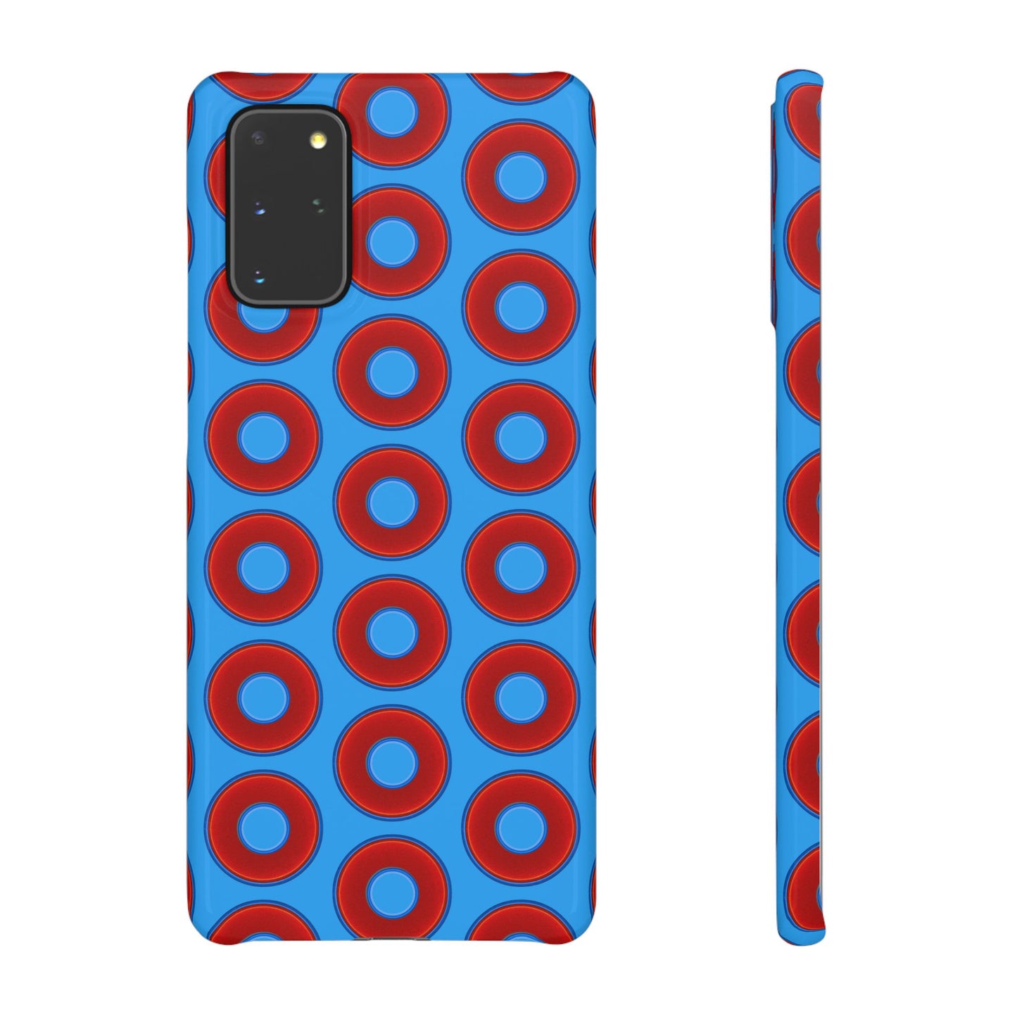 Lumpy Donut Snap Case - red vivid donut print w/sky royal blue background