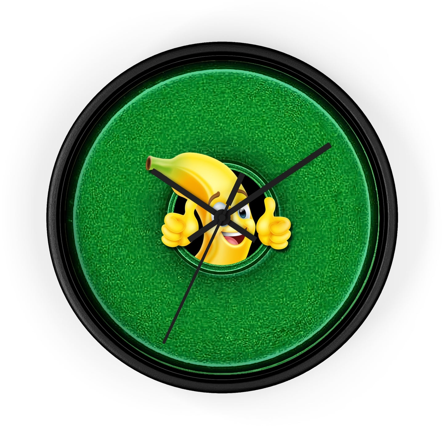 Lumpy Wall Clock - "Dis Sheet, It's Bananas" - variant 7 - green vivid donut w/black background
