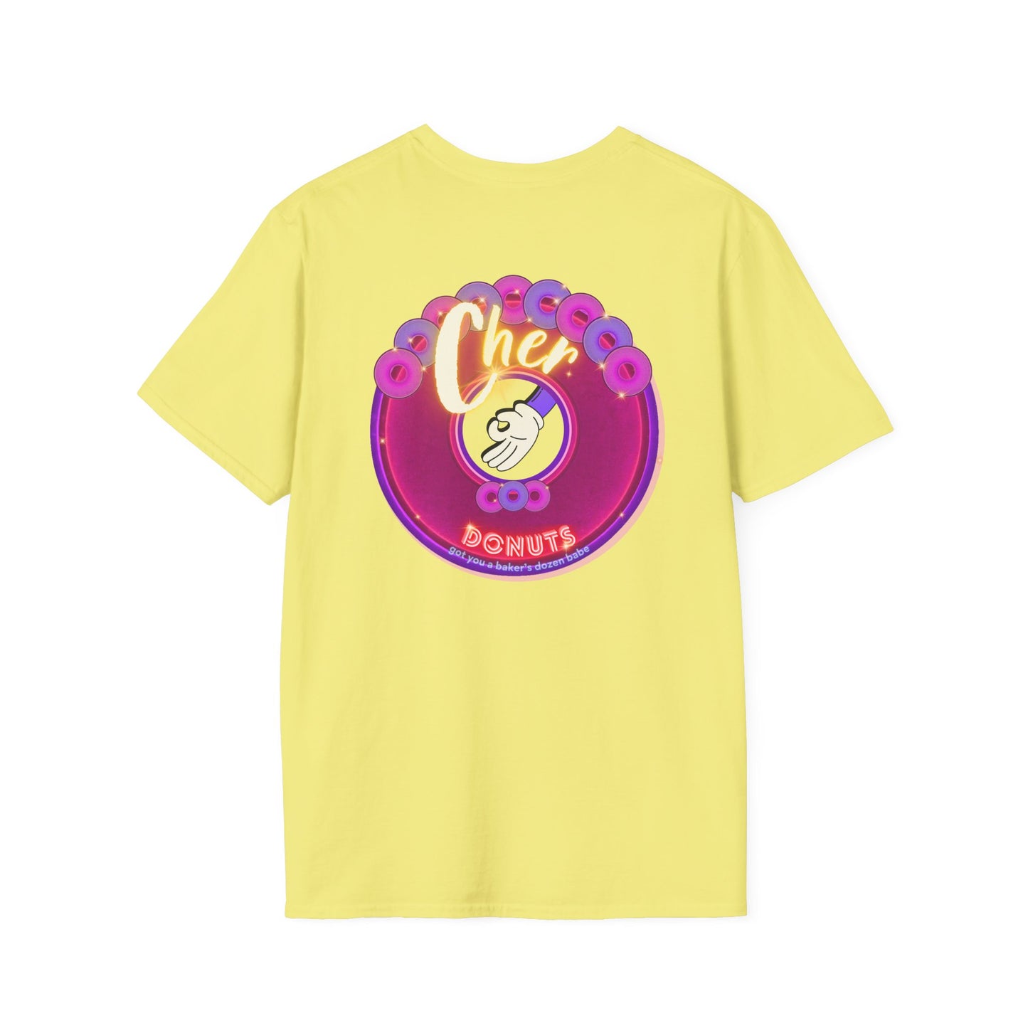 Classic Donut Tee - Unisex Soft-Style - "Chering is Caring Donut' - vivid magenta/purple donut