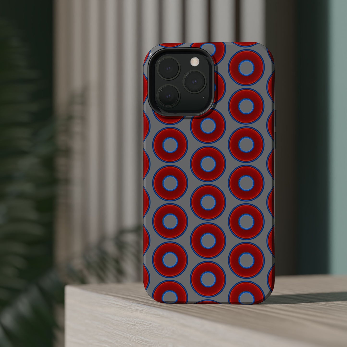 Magnetic Tough Donut Case - red vivid donut print w/gray background