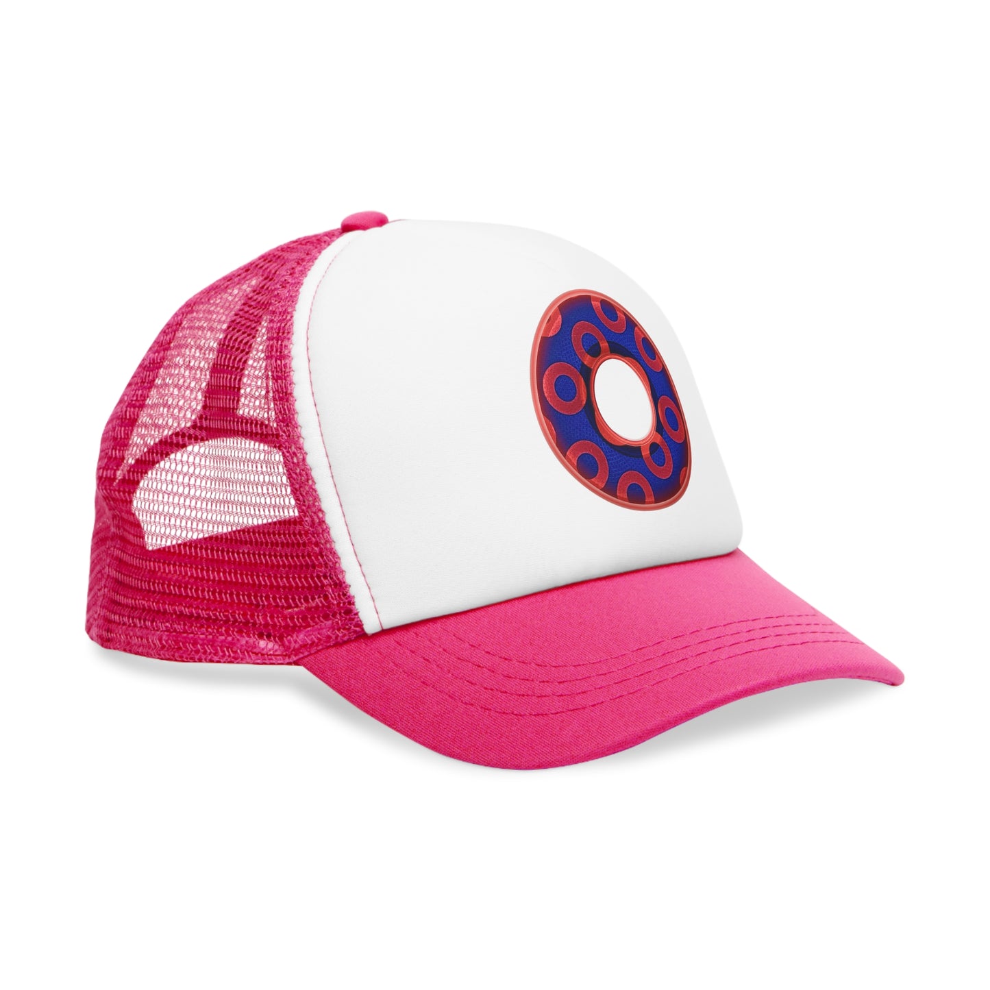 Lumpy Trucker Hat - "Paradoxical Donut - variant 2 - large donut print " blue & red