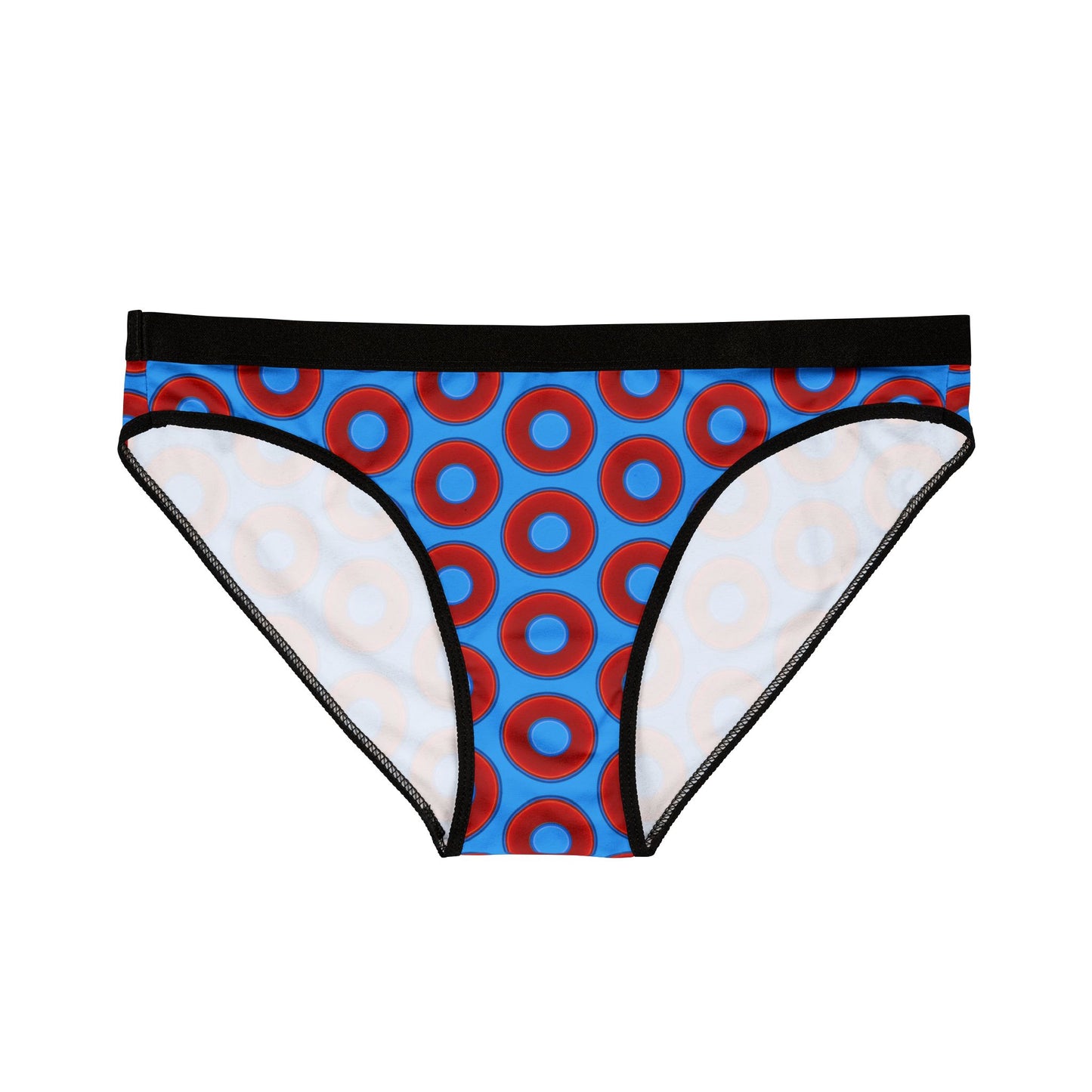 Lumpy Donut Underwear - vivid red donut print w/sky royal blue background