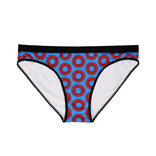 Lumpy Donut Underwear - vivid red donut print w/sky royal blue background