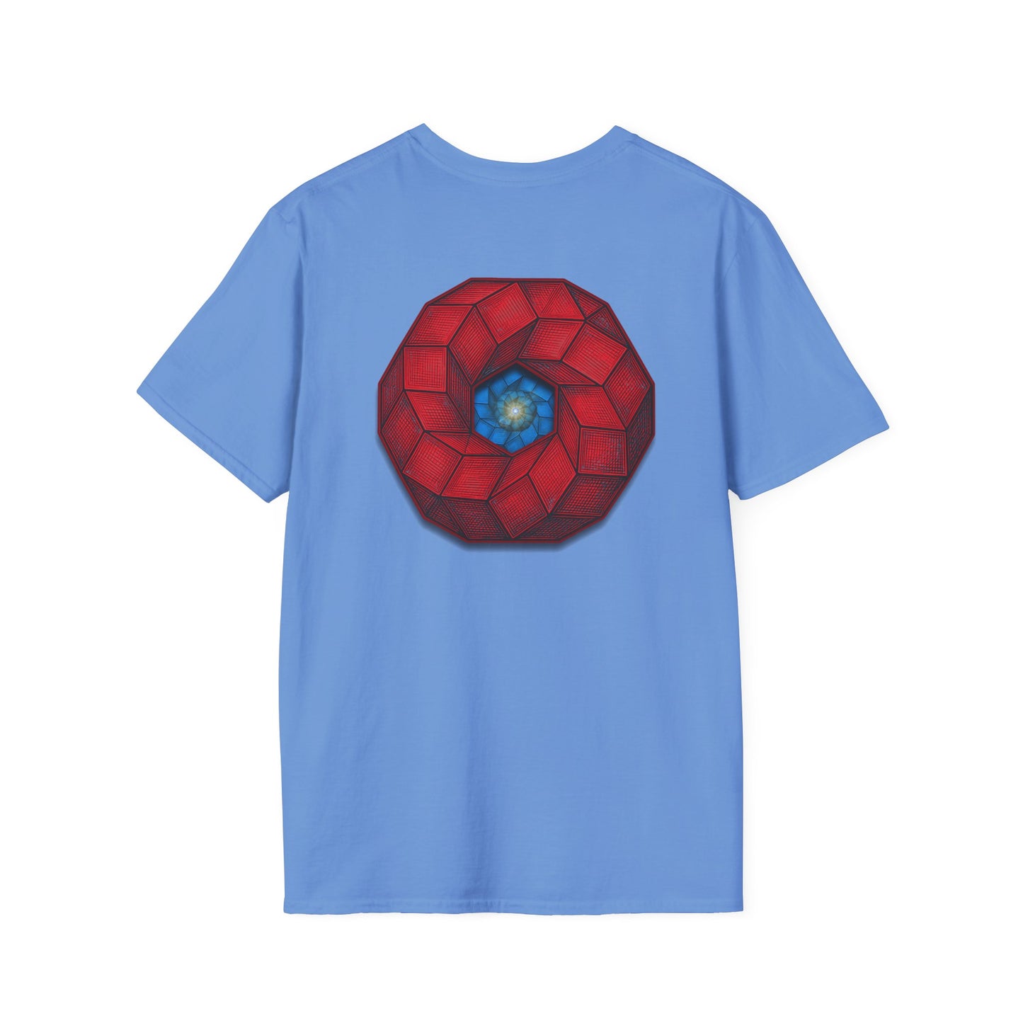 Classic Donut Tee - Unisex Soft-Style - "The 9th Donut" - rustic red/blue cubed donut - variant 1