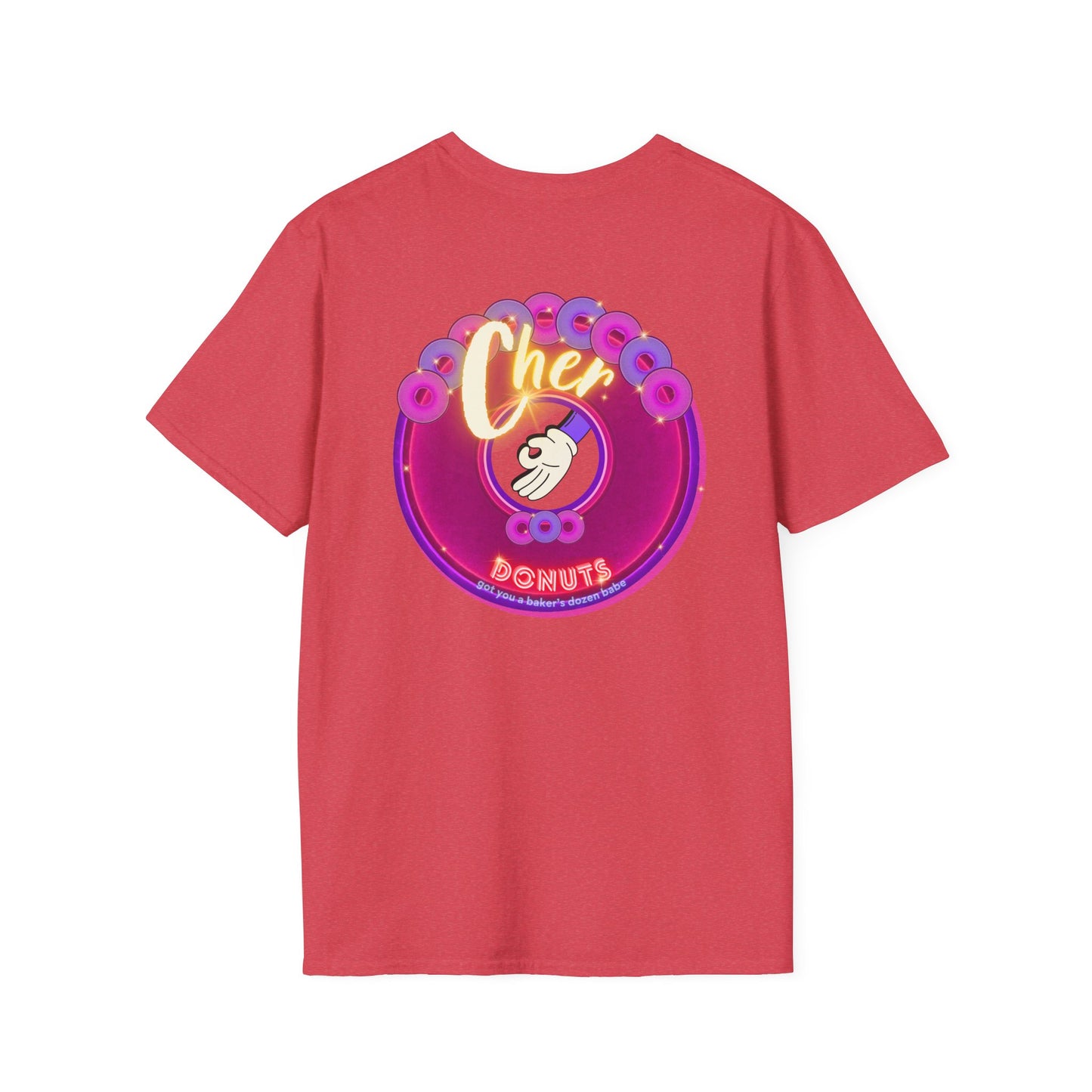 Classic Donut Tee - Unisex Soft-Style - "Chering is Caring Donut' - vivid magenta/purple donut