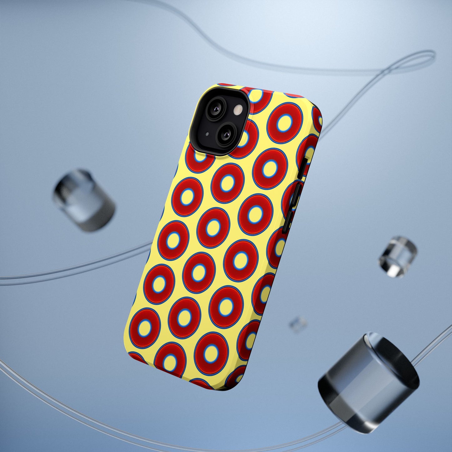 Impact-Resistant Lumpy Donut Case - red vivid donut print w/yellow background