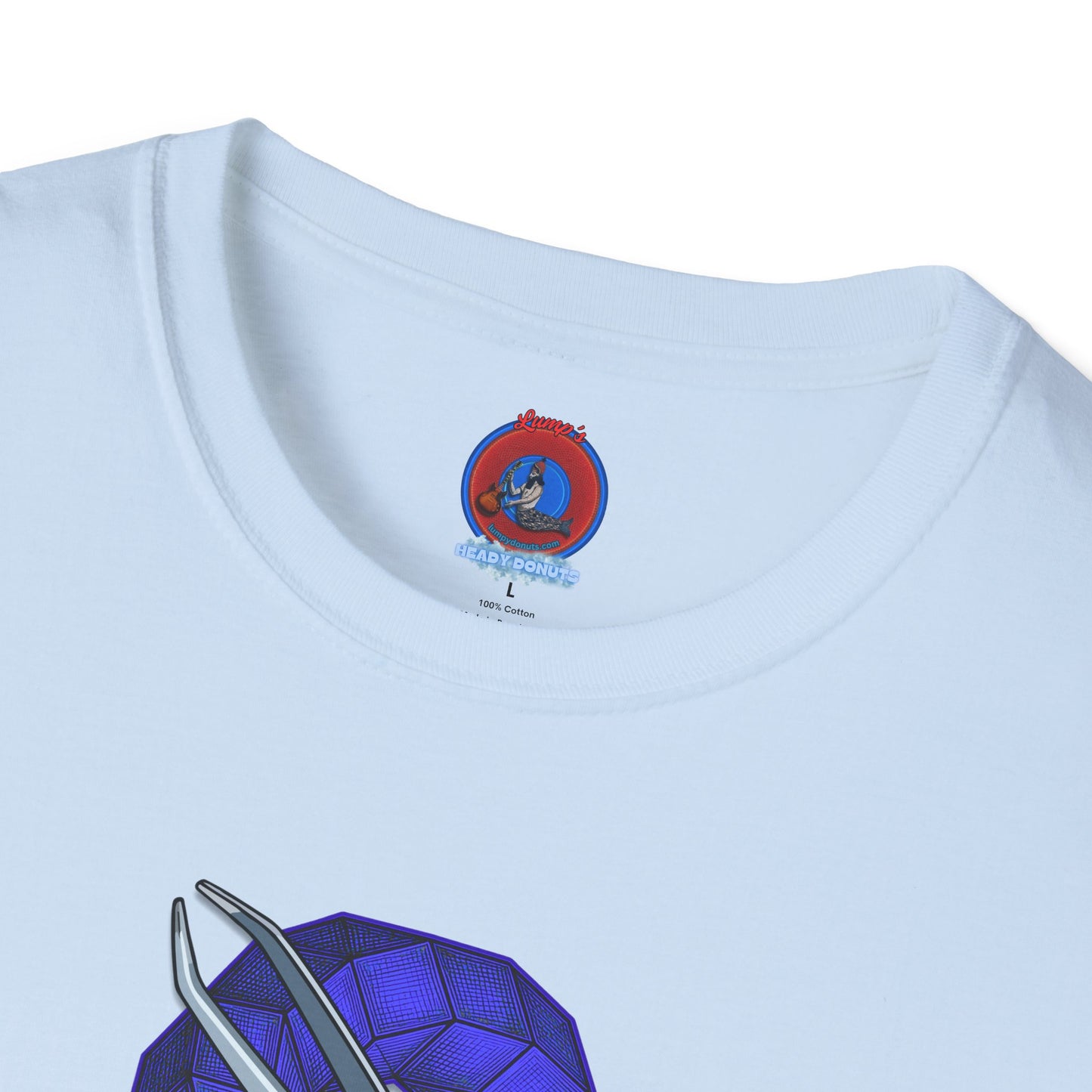 Classic Donut Tee - Unisex Soft-Style - "The Teasing Donut" - rustic dark royal blue cubed donut