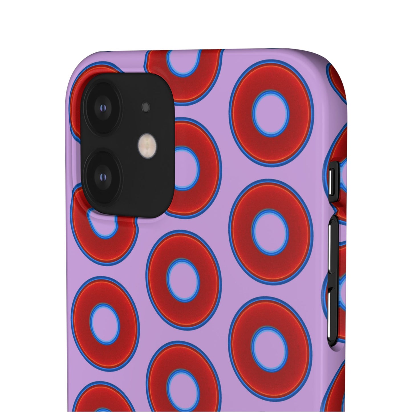 Lumpy Donut Snap Case - red vivid donut print w/wisteria purple background